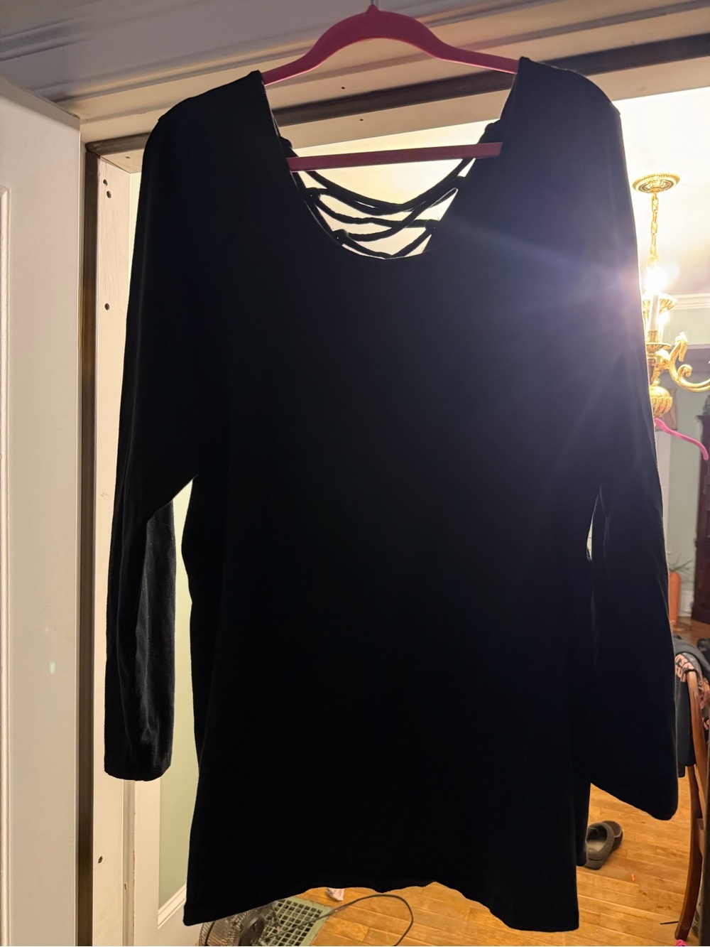 torrid Black Long-Sleeve Top with Strappy Back